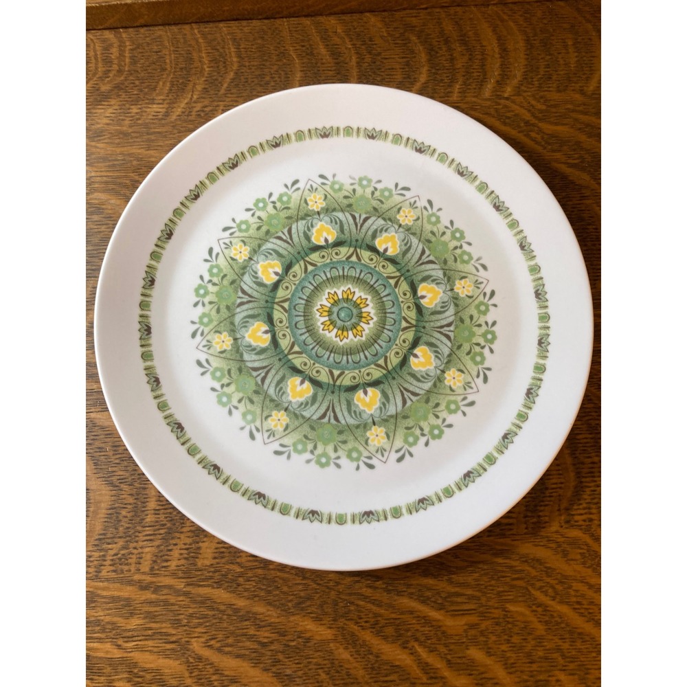 Vintage Corelle Indian Summer Dinner Plate 10.25" Vitrelle Green Yellow Flower